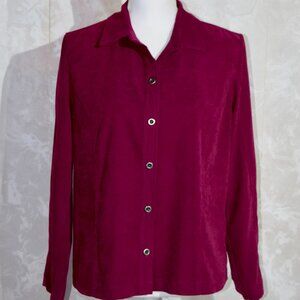 Christopher & Banks Women's M Magenta Burgundy Button-Up Blouse